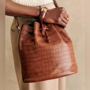 SEZANE Farrow Camel Croco Bag